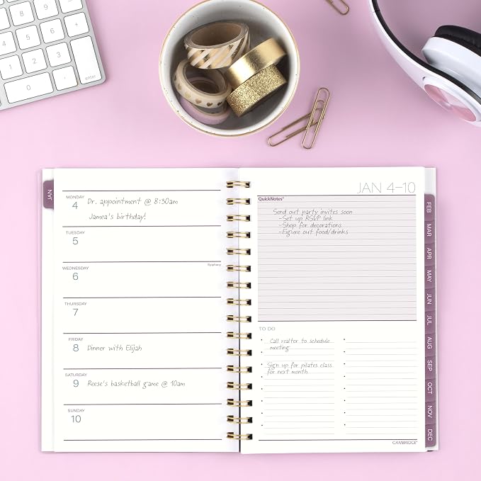 Mead Cambridge 2027 Planner, Weekly & Monthly, 5.5" x 8.5", Blush Blossom (1855-200-27)