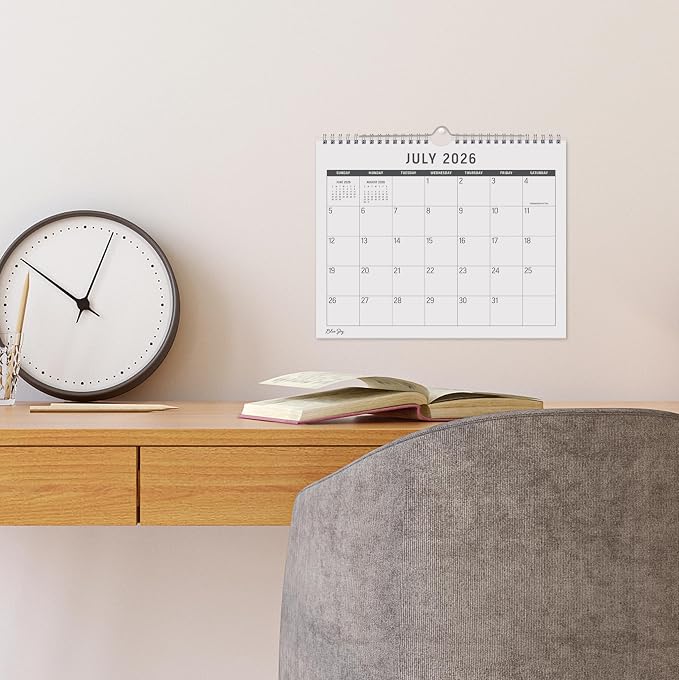 Blue Sky 2026-2027 18 Month Large Print Monthly Academic Year Wall Calendar, July 2026 - December 2027, 11" x 8.75", Durable Twin Wire Binding, Perfect For Home, Office And Classroom, Silver