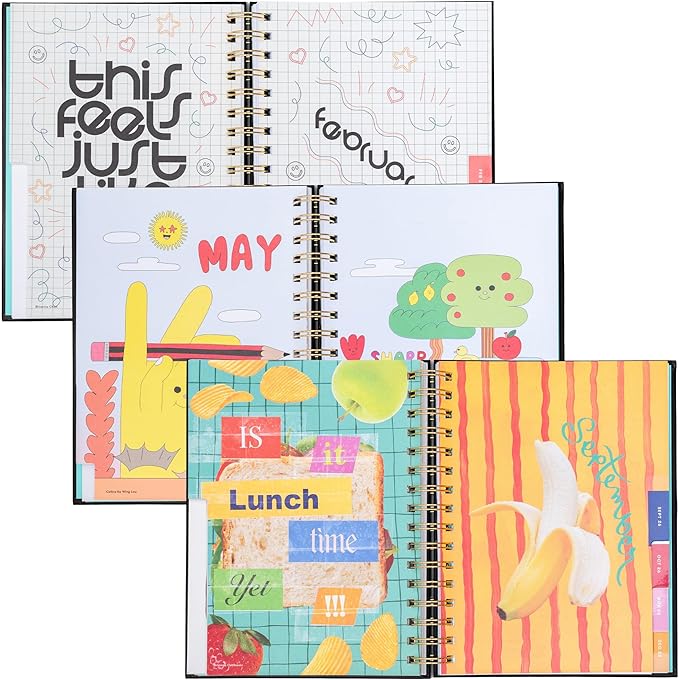 ban.do 12-Month Medium Daily and Weekly Planner Dated January 2026 - December 2026, Hard Cover Self Care Journal, Spiral Agenda with Monthly Calendar, Stickers, Art & Bonus Pages (Thrilled to Be Here)