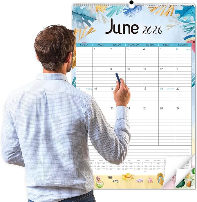 Guasslee 2026 Large Wall Calendar,20"x 30" Vertical Jumbo Hanging Wall Planner,19 Monthly Calendar from Jun. 2026 to Dec. 2027 with Lines,Spiral Binding and Notes for Easy Organizing