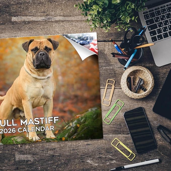 2025 2026 Bull Mastiff Calendar - Dog Breed Monthly Wall Calendar - 12" x 18" Open - Thick No-Bleed Paper - Giftable - Academic Teacher's Planner Calendar Organizing & Planning - Made in USA