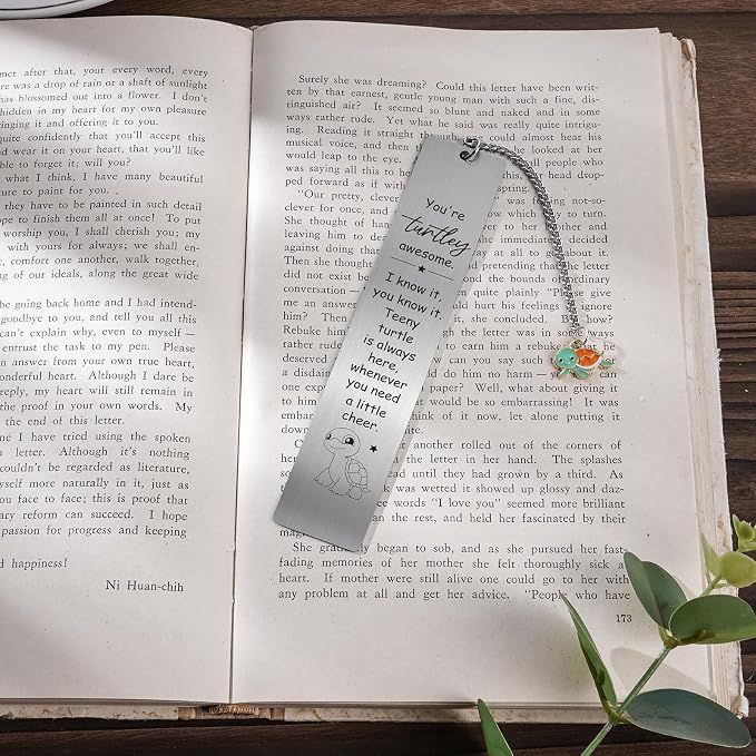 Turtle Inspirational Metal Bookmark - Cute Turtle Decor Bookmark Inspirational Turtle Gifts for Turtle Lovers Book Markers for Women Teen Boys Girls Friend Christmas Birthday Decorations