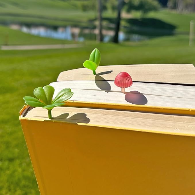 Genuine Fred Lucky Sprout Clover Bookmarks, Set of Four, Green, Thin Flexible Silicone, Fun Gift for Book Lovers, St. Patrick's Day, Teachers, and Gardeners