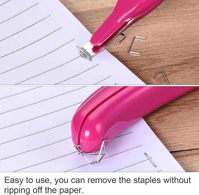 MECCANIXITY Staple Remover Tools, Magnetic Staplers Puller for Office Home Desktop Accessory, Rose Red Pack of 3