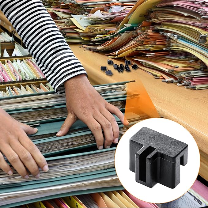 20 Pieces Hanging File Rail Clips Specialty Storage Black File Folder Plastic Rail Clip, Plastic Folder for Wood Drawers, Keep Your Folders Neat and Organized