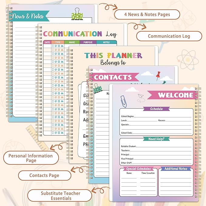 Teacher Planner - Undated Teacher Planner 9''x11'', Undated 2026-2027 Teachers Lesson Planners/Plan Book/Calendar Planners with Stickers, Schedules, Calendars and Inner Pockets