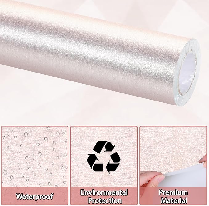 Qyeahkj 17in x 20ft Brushed Bulletin Board Paper Roll Bulletin Board Background Paper Fade Resistant Classroom Decoration Poster Art Craft Home Wall Education Decor Supplies Rose Gold