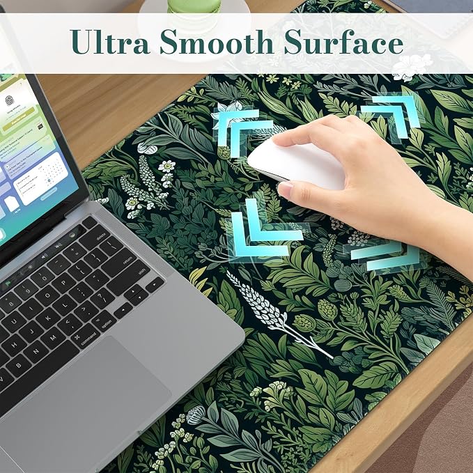 iCasso Desk Mat, Big Desk Pad, XXL Extended Gaming Mouse Pad, Large Mouse Pad for Desk Rubber Base Mousepad with Stitched Edges, Keyboard Mouse Mat (Dark Green)