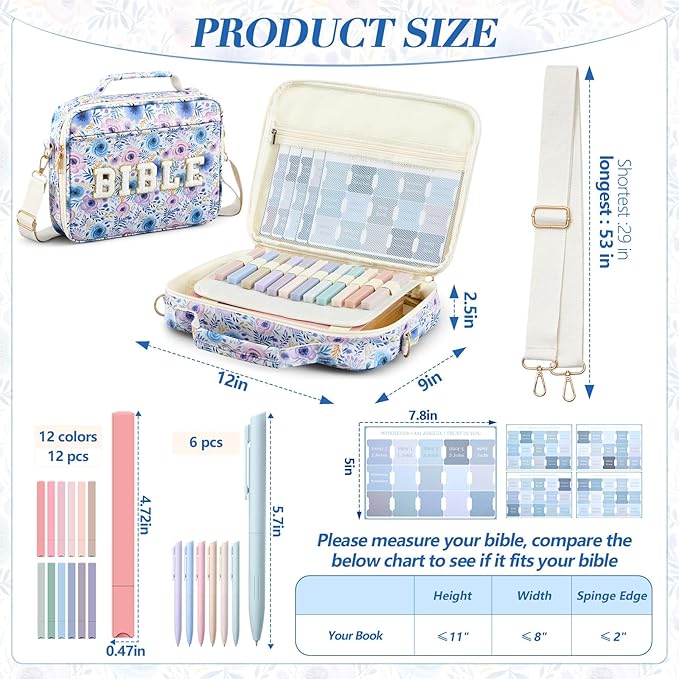 Sinload Large Bible Cover Case for Women, Bible Study Supplies Journaling Kit Chenille Letter PU Leather with Tabs Gel Pen Highlighters with Strap Easter Mothers Day Christian Gifts for Women Mom