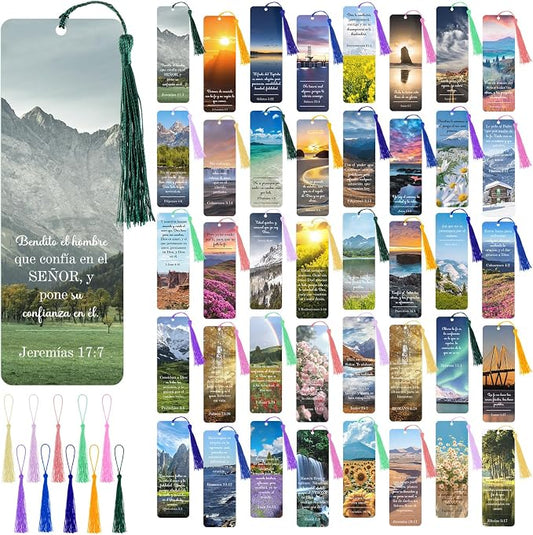Gueevin 80 Pack Separadores De Biblia En Espanol La Biblia En Espanol Spanish Christian Verses Bookmarks Books with Tassels Inspirational Church Supplies for Women Student School Church Study Group