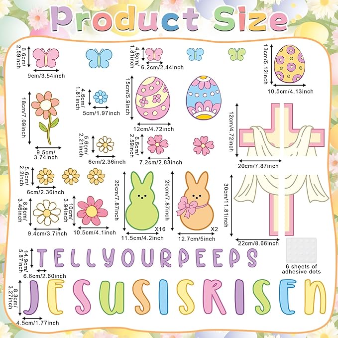 Easter Jesus Bulletin Board Set Easter Egg Bunnies Religion Cross Classroom Decoration Jesus is Risen Bulletin Board Candy Rabbit Flower Spring Cutouts for Sunday School Church Chalkboard Wall Decor
