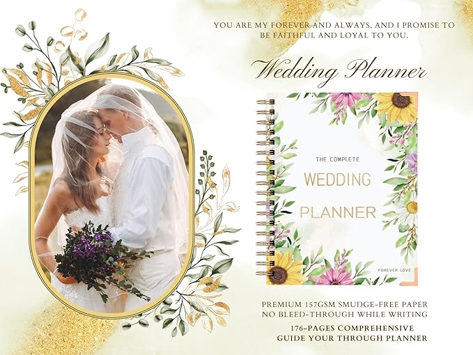 Wedding Planner Book and Organizer for the Bride - Wedding Planner, Wedding Planner Book Unique Engagement Gift for Newly Engaged Couples - Hardcover Bridal Planning Wedding Notebook 11" x 9"