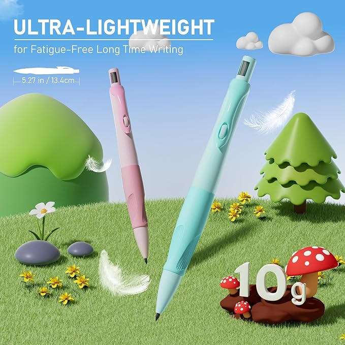 Four Candies 2.0MM Handwriting Pencils for Kids with Comfort Ergonomic Grip, 4PCS Cute Mechanical Pencils with 44PCS Lead Refills, 2PCS Sharpeners/Erasers, Aesthetic School Supplies for Kids Writing