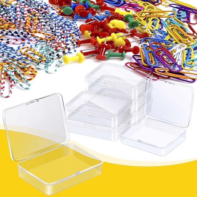 6 Pcs Plastic Crayon Box Holds 24 Crayon With Hinged Lid, Clear Crayon Organizer Crayon Holder Case Crayon Storage Containers for Art Crafts School Classroom Supplies (6)