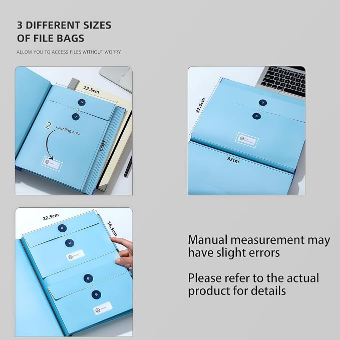 Important Document Organizer for Family Records, Home Filing System with Tabs and Pockets for Passport, Birth Certificate, Insurance Policies, Legal Documents and Important Papers(Blue)