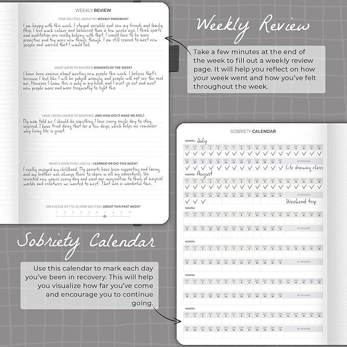 Clever Fox Addiction Recovery Journal Large – Guided Sobriety Workbook for Alcohol, Drug, Gambling, Eating & Other Addictions – Daily Planner to Support Recovery Progress, 8.3x11” (Black)