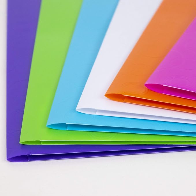 BAZIC Products Assorted Bubble Embossed Poly 2-Pocket Folder, Standard Letter Folder, for School Office Documents, Set of 6
