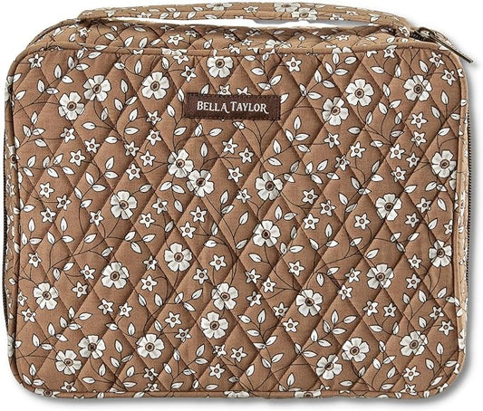 Bella Taylor Quilted Bible Cover for Women - Large Study Bible Case - Vintage Vine Brown
