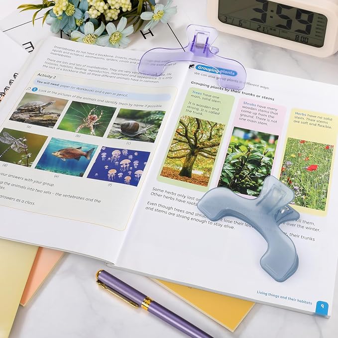 3 Pcs Book Clips,3 Colors Strong Page Holders for Reading,Portable Book Openers,Practical Book Page Markers for Teachers,Students,Office,and Home(Color C)