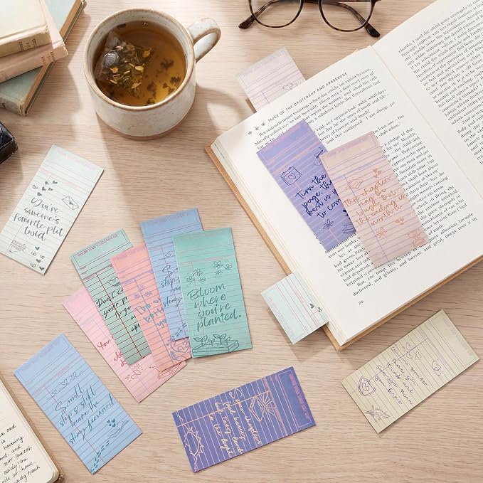 Gersoniel 200 Pcs Vintage Library Paper Bookmarks Motivational Quotes Aesthetic Bookmarks Bulk Library Card Paper Bookmark Forfor Women Girls Students Book Lovers School Reading Bookish Gift