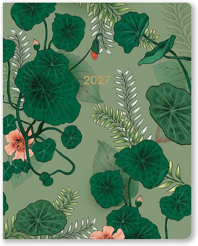 High Note 2027 Monthly Planner, 17-Month Planner: August 2026 – December 2027, 7.75" x 9.75", Greenery with Flexible Cover, Gold Foil, Project & Goal Planning Pages