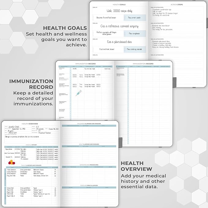 Clever Fox Large Medical Planner 12-Month – Medical Notebook, Health Diary, Wellness Journal & Logbook to Track Health – Self-Care Medical Journal – 12 Months, Undated, 7″ x 10.5″ (Gray)