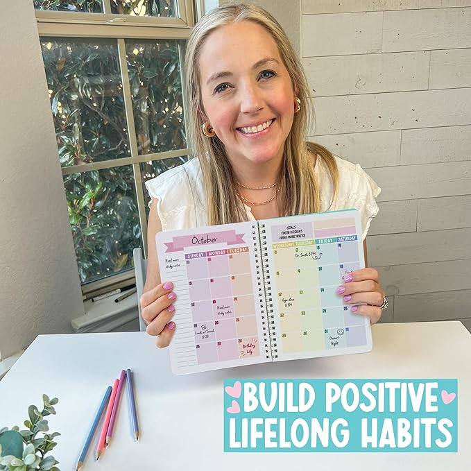 Undated Planner Weekly and Monthly - Spiral Undated Weekly Planner for Kids & Adults, Week Planners Habit Tracker, Goal Planners Notebook for Work, Agenda Planning Notebook