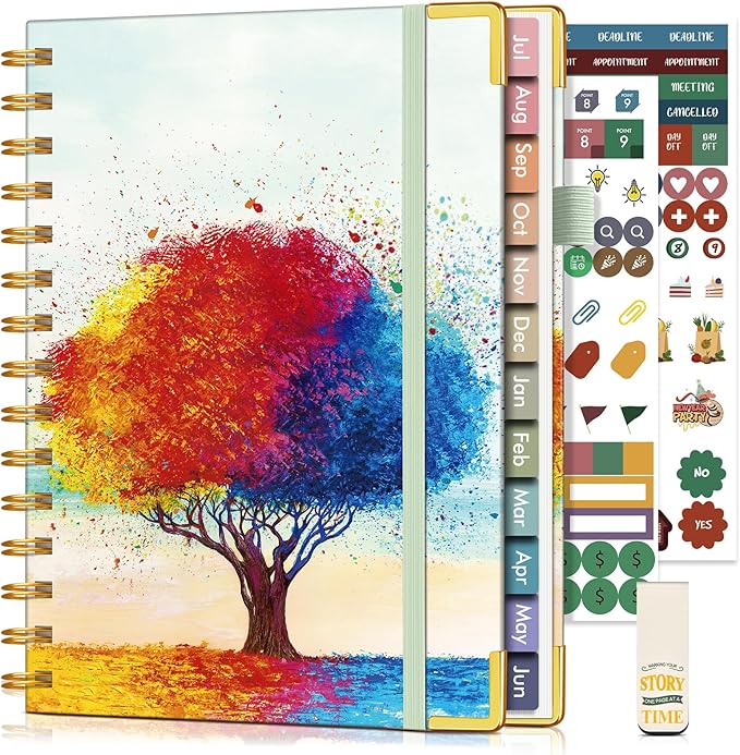 Academic Planner 2026-2027, Hardcover Weekly and Monthly Calendar Planner from July 2026 - June 2027, 6.1" x 8.2" A5 Daily Agenda with Tabs, College School Organizer for Student Teacher, The Tree of Life in Oils