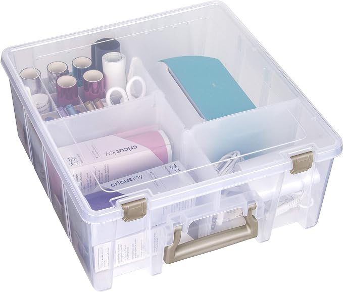 ArtBin 6993SP Super Satchel Double Deep with Papercrafting Accessory Tray, Clear, 1 Satchel & 1 Tray