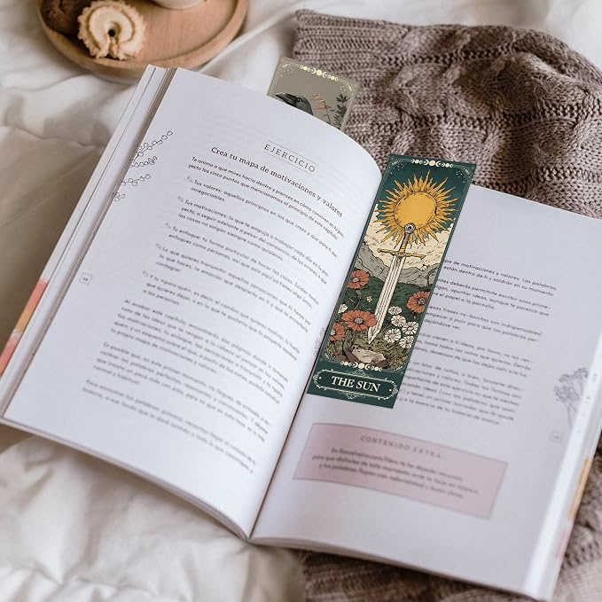 60 Pcs Tarot Fantasy Bookmarks, Dark Romance Book Marks for Reading Women Book Lovers, Witchy Aesthetic Page Marker Clips for Gothic Romance Novel or Bookish Gifts