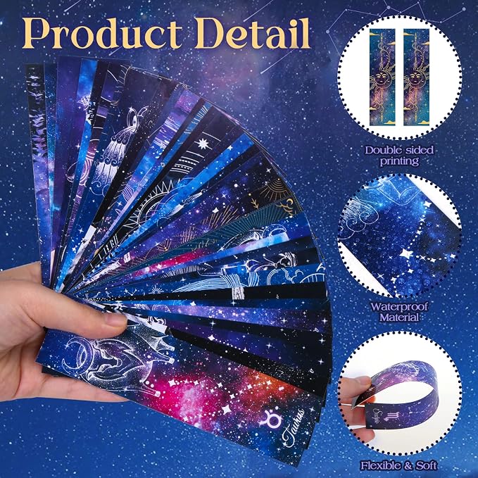 200PCS Cool Space Starry Night Bookmark for Kids Classroom 50 Designs Double-Sided Bulk Bookmarks Space Theme Book Mark for Book Lovers Students Children Rewards Gifts