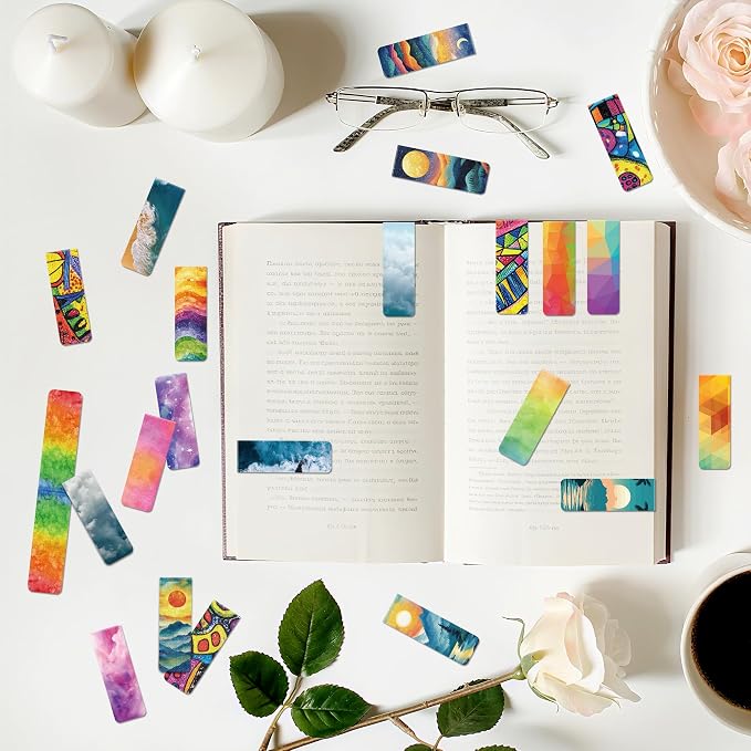 96Pack Magnetic Bookmarks for Reading Women Men Teacher Book Lovers Gifts, Bookmarks Bulk Personalized Bookmark Magnet Bookmark Clips Cute Pretty Funny Book Markers (multi-colored-01)