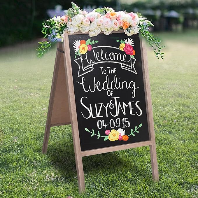 RHF Chalkboard, Chalkboar Sign, A Framed Sidewalk Sign,Sandwich Chalkboards,Rustic Menu Display for Restaurant, Double Sided, Wedding Chalkboard Easel, 22" by 40" Blackboards, Vintaged