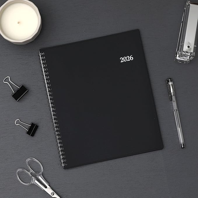 Blue Sky 2026 Monthly Planner Calendar, January 2026 - December 2026, 8" x 10", Monthly Layout, Flexible Cover, Silver Wirebound, Laminated Tabs, Enterprise