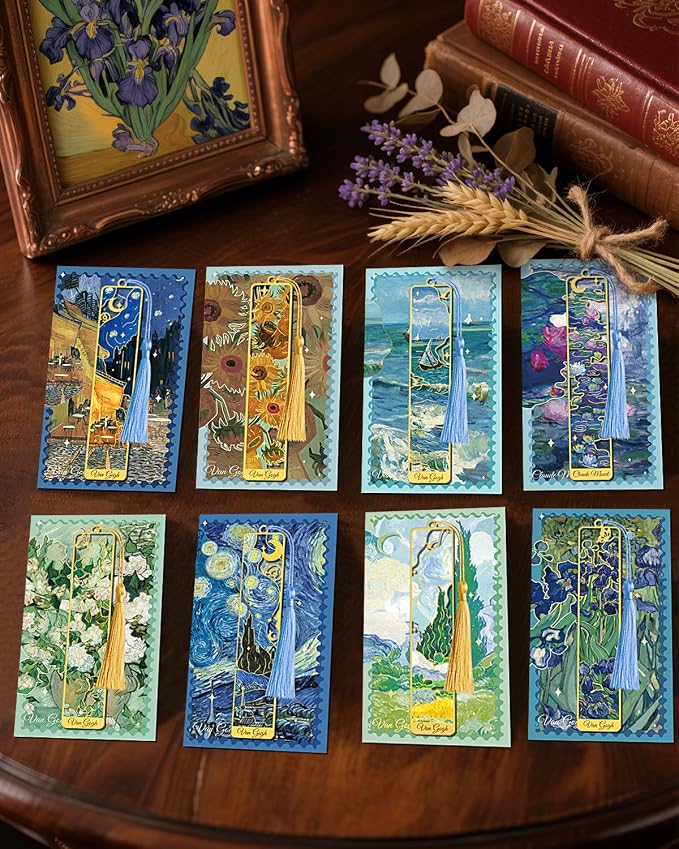 Metal Bookmarks with Tassel, Monet Oil Painting Theme Cute Book Markers for Reading Women, Book Lovers, Reading Accessories Gifts for Book Lovers