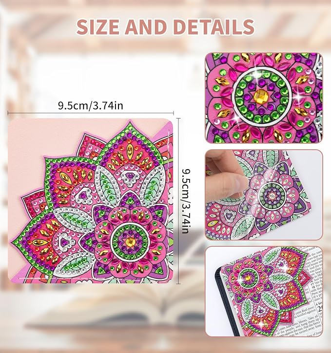 8 PCS Diamond Art Bookmarks, 5D DIY Corner Bookmarks for Adults & Kids, Leather Material for Book Lovers