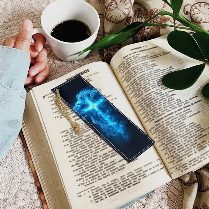 Personalized Bookmark, Bookmark for Book Lovers Abstract Blue Cross Bookmarks for Reading Lovers