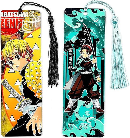 2PCS Anime Demon Bookmark Set, Tanjiro Hashira Acrylic Bookmarks for Readers, Students, Anime Fans, Book Lovers, Reading Accessories (Kamado)