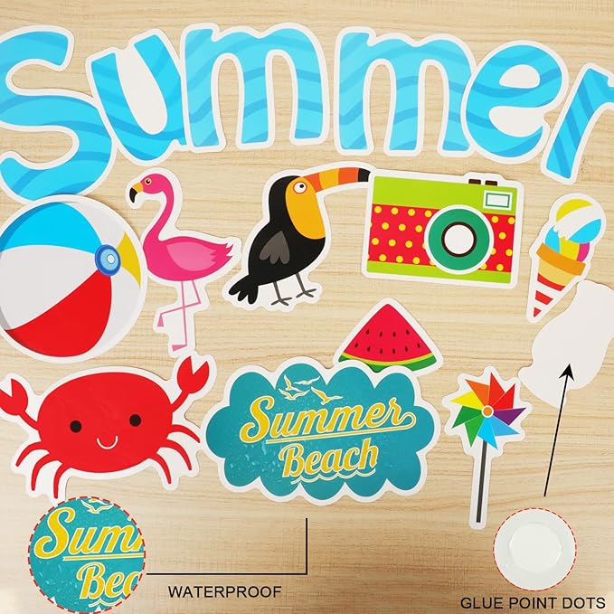 Hello Summer Cutouts Colorful Summer Beach Classroom Bulletin Board Decorations Summer Theme Wall Cut Outs Classroom Decor for School Party