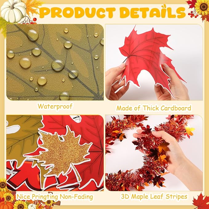 Pasimy Thanksgiving Religious Bulletin Board Classroom Decorations Set Fall Maple Leaf 3D Bulletin Board Autumn Christian Bible Verse Paper Cutouts for School Church Party Decor(Fall)