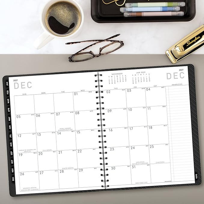 AT-A-GLANCE 2027 Appointment Book Planner, Weekly & Monthly, 8.25" x 11", Half-Hourly, Contemporary, Charcoal (70950X4527)