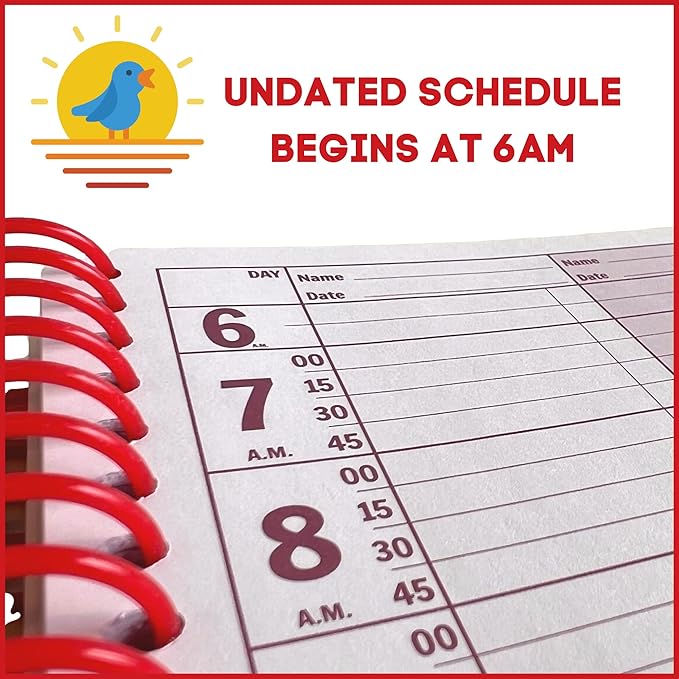 Portage Notebooks Appointment Book – Large 5" x 13.5" Undated Planner for Daily Scheduling - 2 Column Professional Daily Planner Undated for Office, Home, or Salon Use
