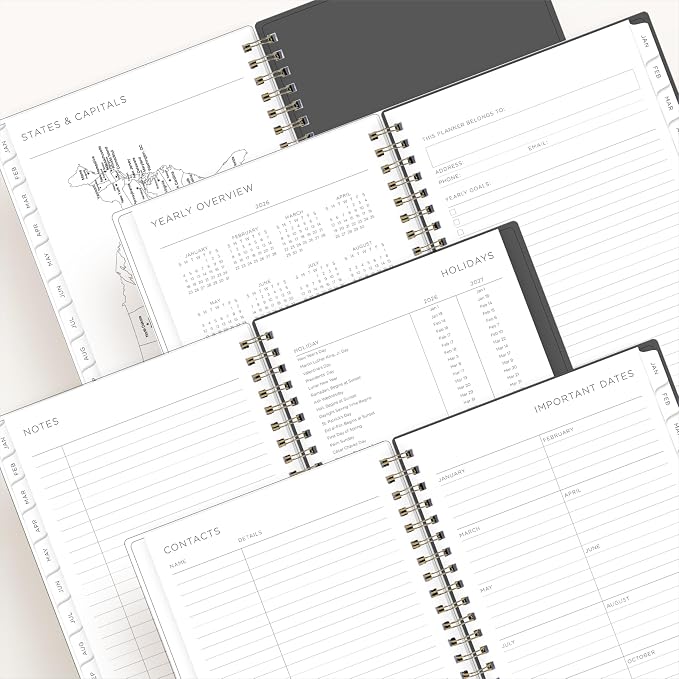 Blue Sky Kelly Ventura 2026 Weekly and Monthly Planner Calendar, January 2026 - December 2026, 5" x 8", Flexible Cover, Laminated Tabs, Durable Twin Wire Binding, Storage Pocket, Midnight Garden