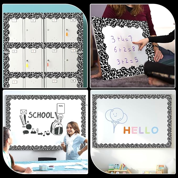 30 Pcs Composition Bulletin Board Borders 35 Ft Scalloped Magnetic Border Strip Black and White Wavy Polka Dots Magnetic Bulletin Board Decorations for Classroom Office & Activity Room Accessories