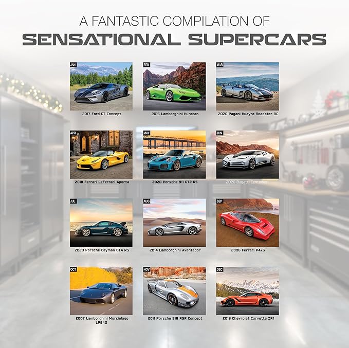 RED EMBER Select - Supercars 2026 Wall Calendar 12 Month | 12" x 24" Open | Thick & Sturdy Paper | Giftable | Luxury Exotic Sports Car Calendar 2026