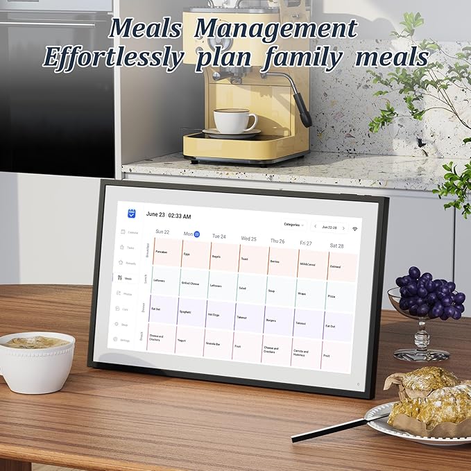 LOOFII 15.6 Inch Smart Digital Calendar – 1920×1080 Full HD Touchscreen Calendar & Family Planner with Chore Chart & Meal Planner, Wall-Mountable (Black White)