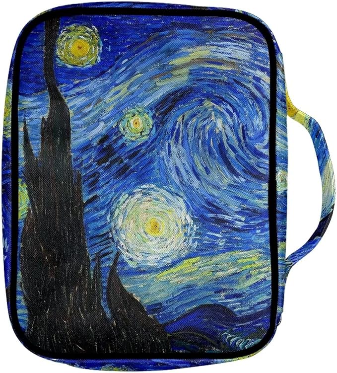 Suobstales Night Sky Bible Cover for Women Men, Starry Sky Carrying Book Case Church Bag Bible Protective with Handle and Zippered Pocket Bible Holder