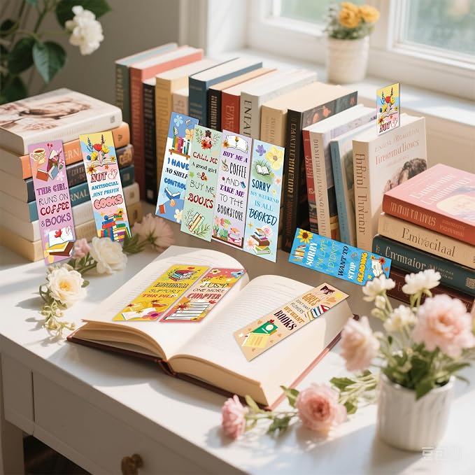 100 Pack Unique Bookmarks, 10 Styles Double-Sided Design for Book Lovers, Bookmark Gifts for Readers Students Teacher Office Supplies (Book Lover)