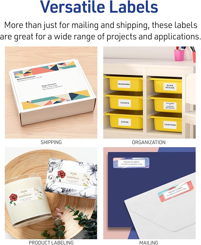 Avery Easy Peel Printable Address Labels with Sure Feed, 1" x 2-5/8" Customizable Stickers, White, 7,500 Blank Mailing Labels, Great for Mailing, Shipping, and More (45160)