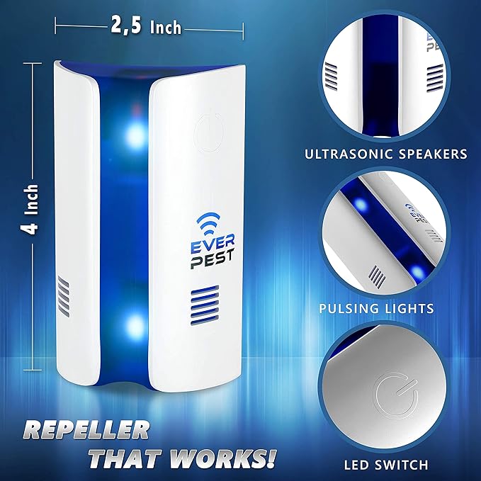 Ultrasonic Pest Repeller Plug in 1 Pack- Electronic and Electromagnetic Insect Control Defender - Roach Bed Bug Mouse Rodent Mosquito Bat Cockroach Fiel 1611